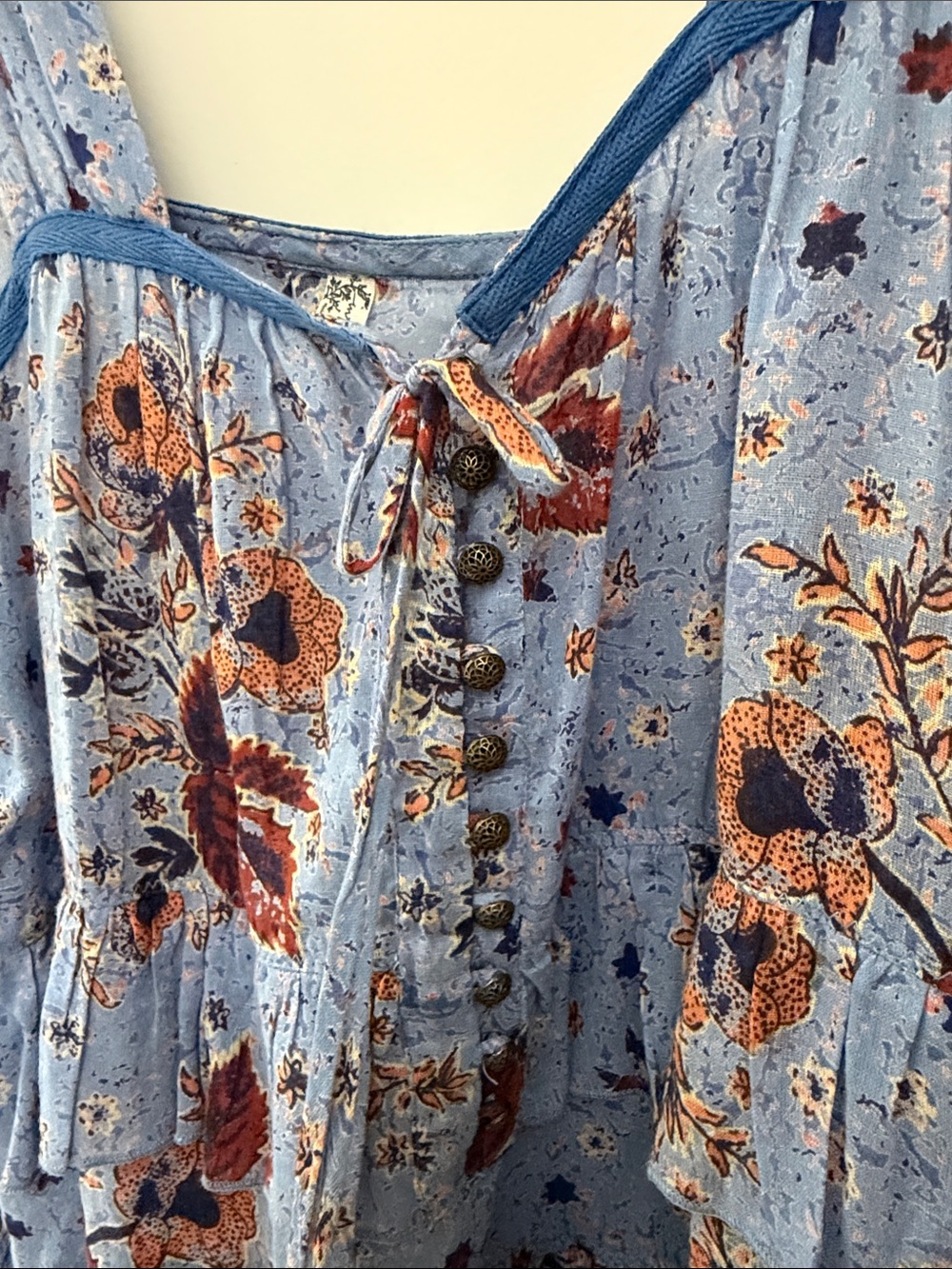 Free People Blue Floral Ruffle Midi Dress - Picture 4 of 7